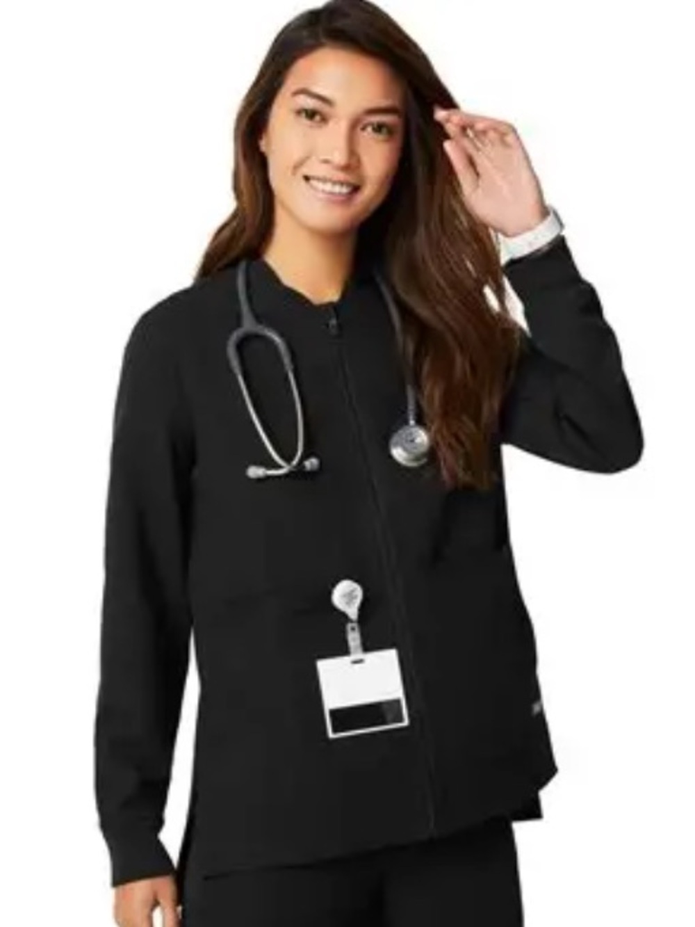 FIGS Bellery Full Zip Long Sleeve Sweater Jacket Medical Scrubs Medium Black